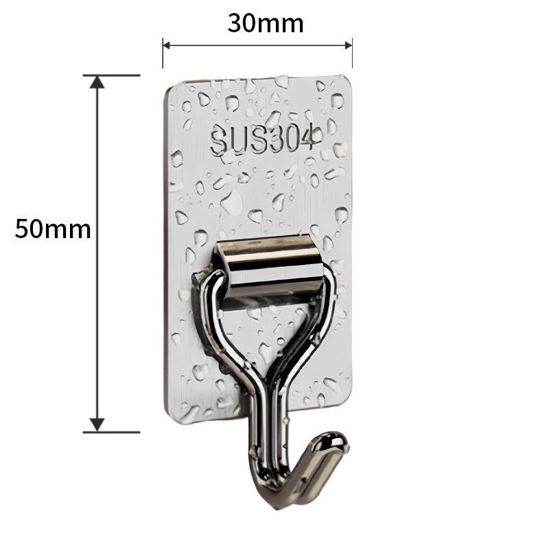 Adhesive Stainless Steel Wall Hooks - Heavy Duty, No-Drill, for Bathroom & Kitchen Towels