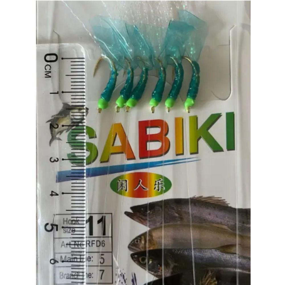 Golden Green Rubber Lures Lures Golden Tied Hooks Sabiki Sea Fishing Rigs  Saltwater