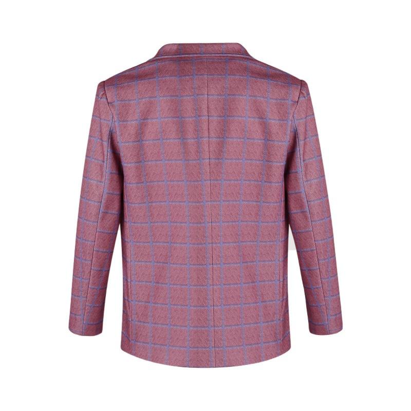 Pánské kostkované sako s klopami a dlouhým rukávem, ležérní sako, svrchník