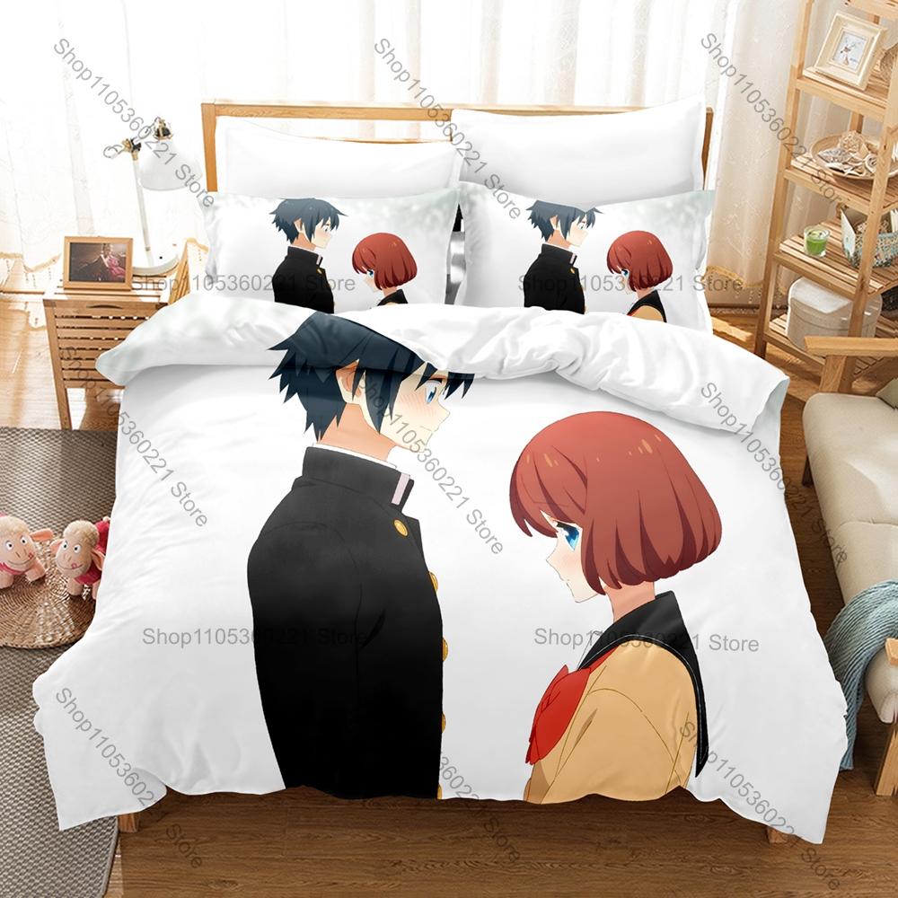 Cool Tsurezure Children Bedding Set 3Pcs Teen Love Comedy Manga Pattern Comfort Bed Linen For Otaku Anime Fans All Season