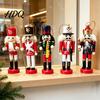 Vintage Style Festive Figures 5Pcs Christmas Wooden Nutcracker Ornaments Handmade Soldier Figurines with Hanging Rope Decorative Soldiers