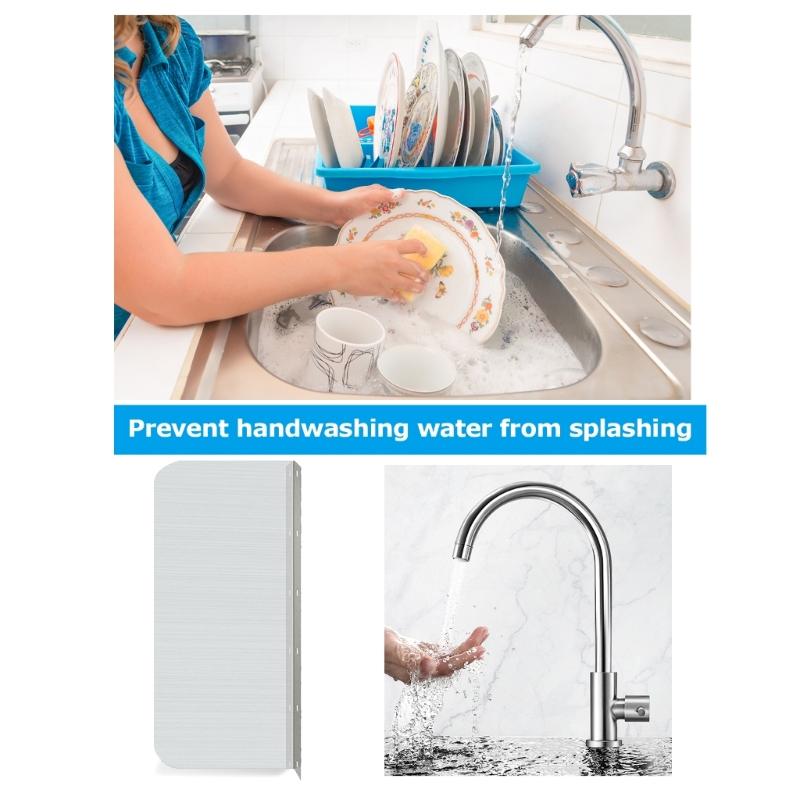 2 Pcs Kitchen Sink Splash Guard Metal Splashback Rustproof Side Splash Guard Home Pool Sink Guard Easy To Install