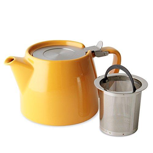 FOR LIFE Ceramic Teapot, 530ml Capacity, 3-Cup Capacity, with Tea Strainer, Dishwasher Safe, Lid Stays put, One-Hand Pour, Mandarin Orange Stamp Teapo