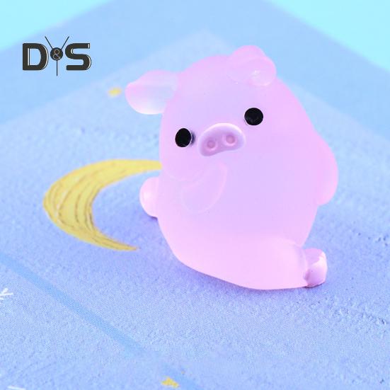 6ks Poutavé prase Socha Ornament Carving Technology Cute Glow Pig Mini Portrait Mini Fairy Garden Landscape