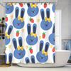 Entzückender blauer Hase Duschvorhang Badezimmer Dekoration Kinder Cartoon Design Wasserdichtes Gewebe Für Heim Badezimmer