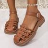 Retro woven bag head sandals women's shoes new summer seaside vacation soft-soled brown shoes