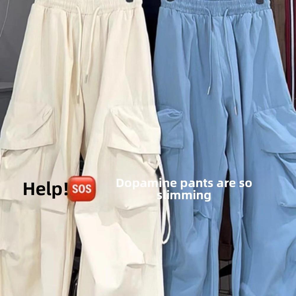 American Retro Hot Girl Cargo Pants, Women Loose Hip Hop Streetwear Trousers, Trendy Wide Leg Casual Dance Long Pants