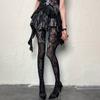 Womens Patterned Y2K Fishnet Tights Women Lace Black Fish Net Stockings High Waist Floral Pantyhose Gothic Witch Party