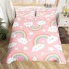 3D Rainbow Cloud Print Duvet Cover Set, Soft Microfiber Cute Cartoon Unicorn Bedding Set With Pillowcases
