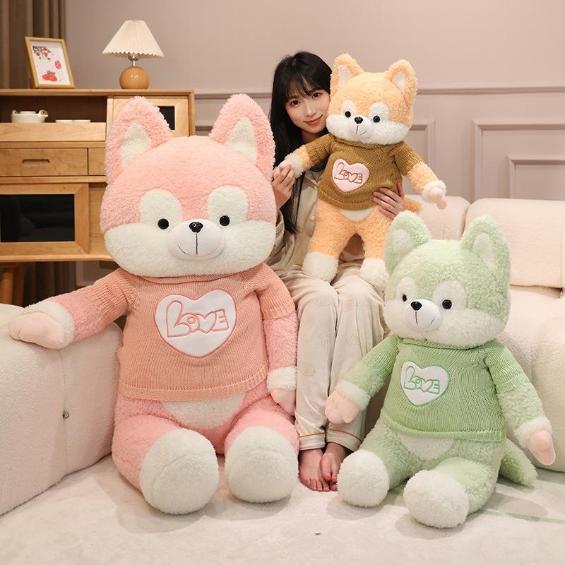 Large Sweater Husky Dog Plush Toy Cute Puppy Big Throw Pillow Girl Bed Sleeping Holding Doll