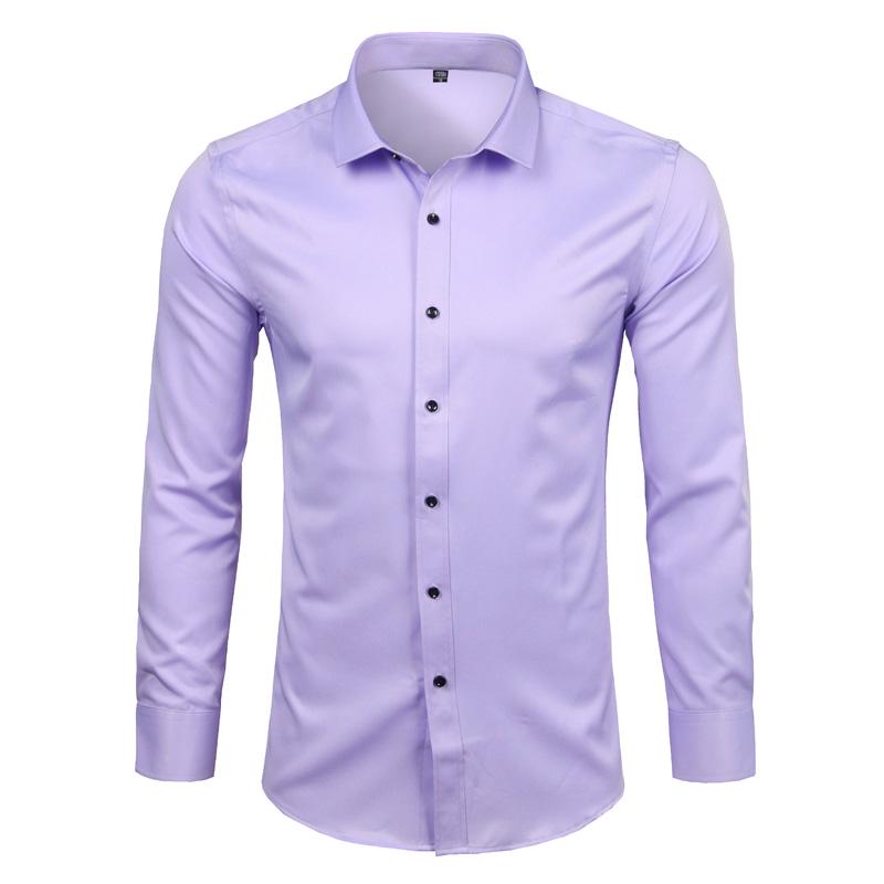 New Men's Minimalist Slim Fit Long Sleeve Shirts Classic Business Solid Color Office Shirt Casual Men's Clothing Tops