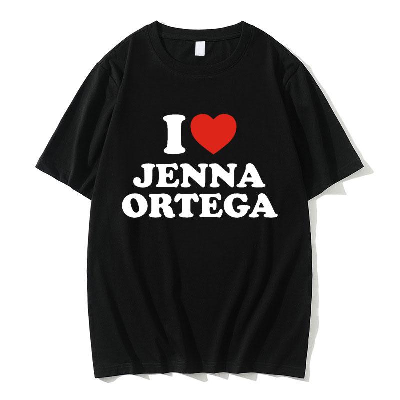 I Love Jenna Ortega Tshirt Summer Hip Hop Crewneck Short Sleeve 100% Cotton  Fashion Casual Oversized Women T-shirts Streetwear