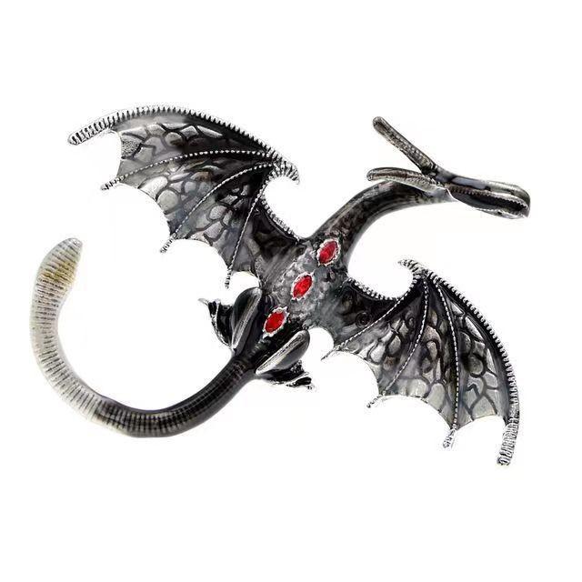Retro Oil Dripping Flying Dragon Brooch Rhinestone Inlaid Enamel Brooches Pin