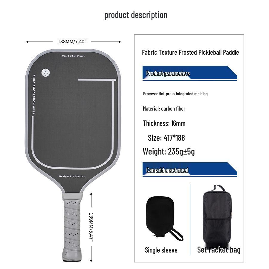 Cloth Pattern Frosted Carbon Fiber Pickleball Paddle