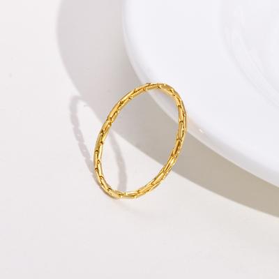 Chic Fine Chain Ring for Women, Gold Color Trendy Stainless Steel Metal Wedding Rings Finger Band, Party Gift To Her Jewelry