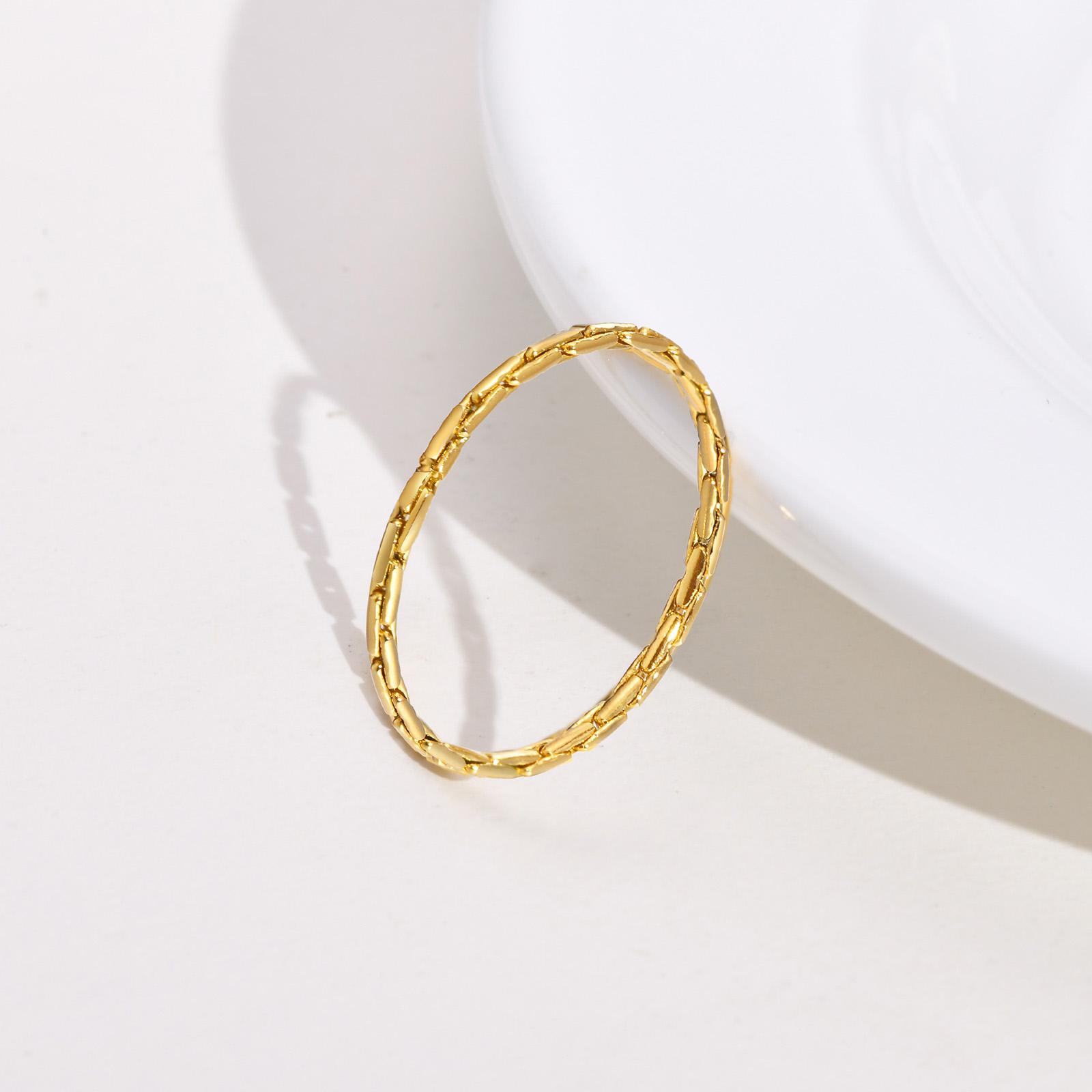 

Chic Fine Chain Ring for Women, Gold Color Trendy Stainless Steel Metal Wedding Rings Finger Band, Party Gift to Her Jewelry 9