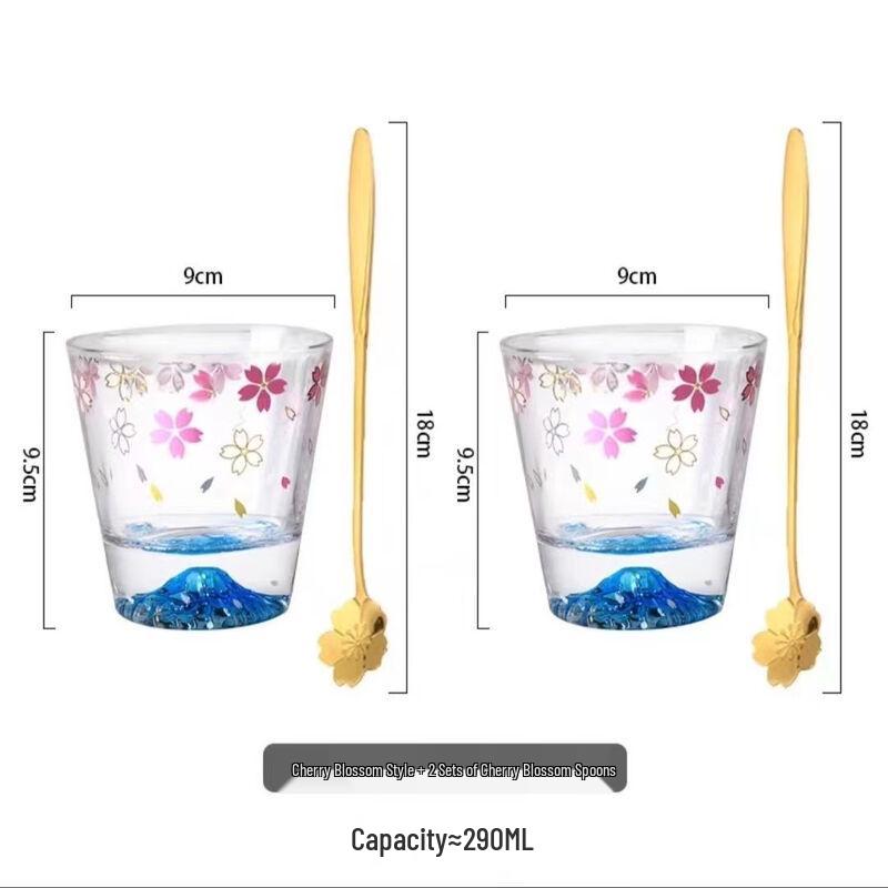 

Shangqi Gold Rim Cherry Blossom Mount Fuji Glass Tea Cup Set