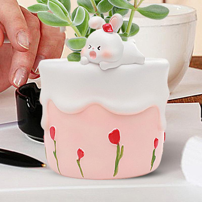 Succulent Pots Cute Succulent Pots PlanterResin With Drainage Ice Cream Cheese Design Cartoon Shaped Flower Planter For Outdoor