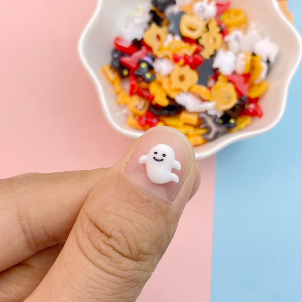 50Pcs New Cute Resin Cartoon Mini Halloween Collection Flat Back Parts Embellishments For Hair Bows Accessories