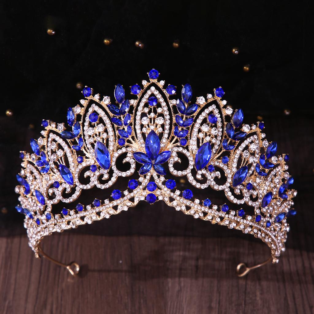 DIEZI Baroque AB Rinestone Tiara For Women Wedding Party Luxury Elegant Bridal Bride Crystal Crown Hair Accessories Jewelry