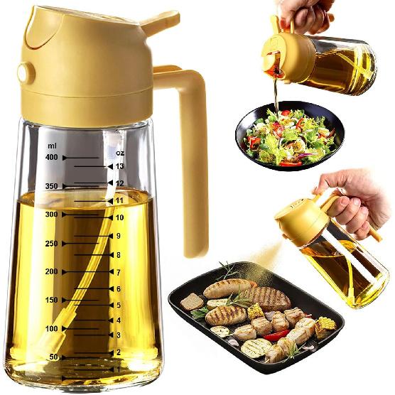 

TrendPlain 16oz/470ml Glass Olive Oil Sprayer for Cooking – 2 in 1 Olive Oil Dispenser Bottle for Kitchen Gadgets жовтий