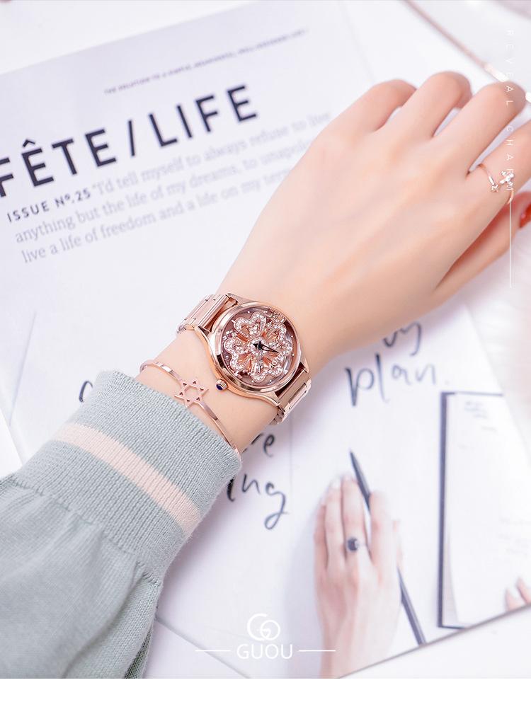 Hong Kong New Steel Belt Heart-shaped Rhinestone Women's Watch Waterproof Watch Quartz Watch