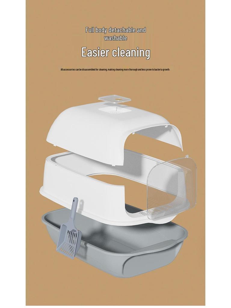 Caja de Arena para Gatos Extra Grande a Prueba de Olores Cerrada con Bandeja Anti-Salpicaduras Removible