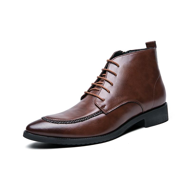 

Модные роскошные мужские кожаные ботинки с острым носком Банкетные мужские свадебные туфли Деловые туфли Мужские высокие туфли Короткие ботинки 48 коричневый