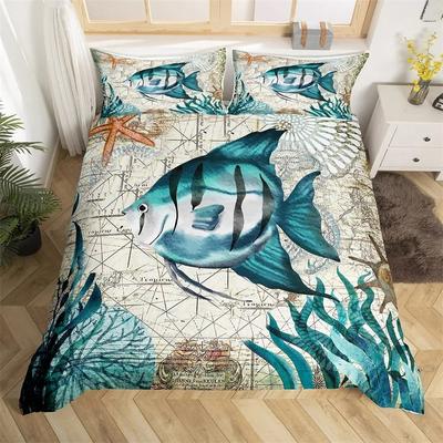3D Druck Marlin Schwertfisch Bettbezug Kawaii Meeresleben Bettwäsche Set Ozean Thema Großer Hecht Fisch Einzelbett Twin King Steppdeckenbezug Set
