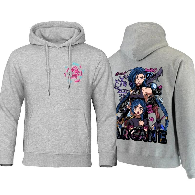 Arcane Hoodie Men Anime Jinx Hoodies Autumn High Quality Fleece Sweatshirt Street Hoody Flexible Oversize Men's Clothing Hoodies & Sweatshirts Men’s