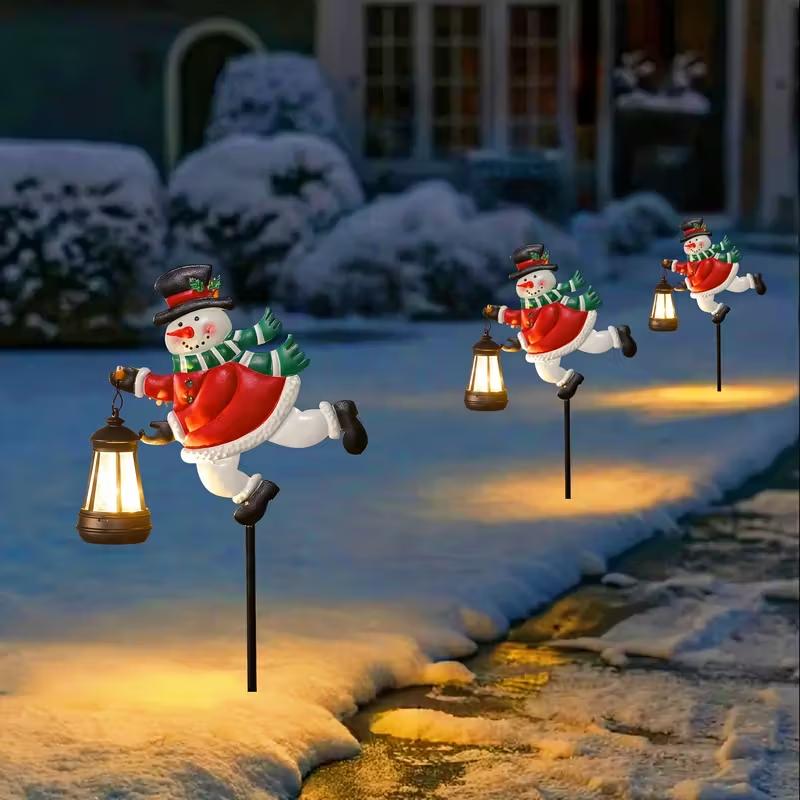 1/2PCS Solar Christmas Snowman Lanterns Warm White Outdoor Hanging LED Solar Lights for Garden Lawn Holiday Lighting Xmas Gifts