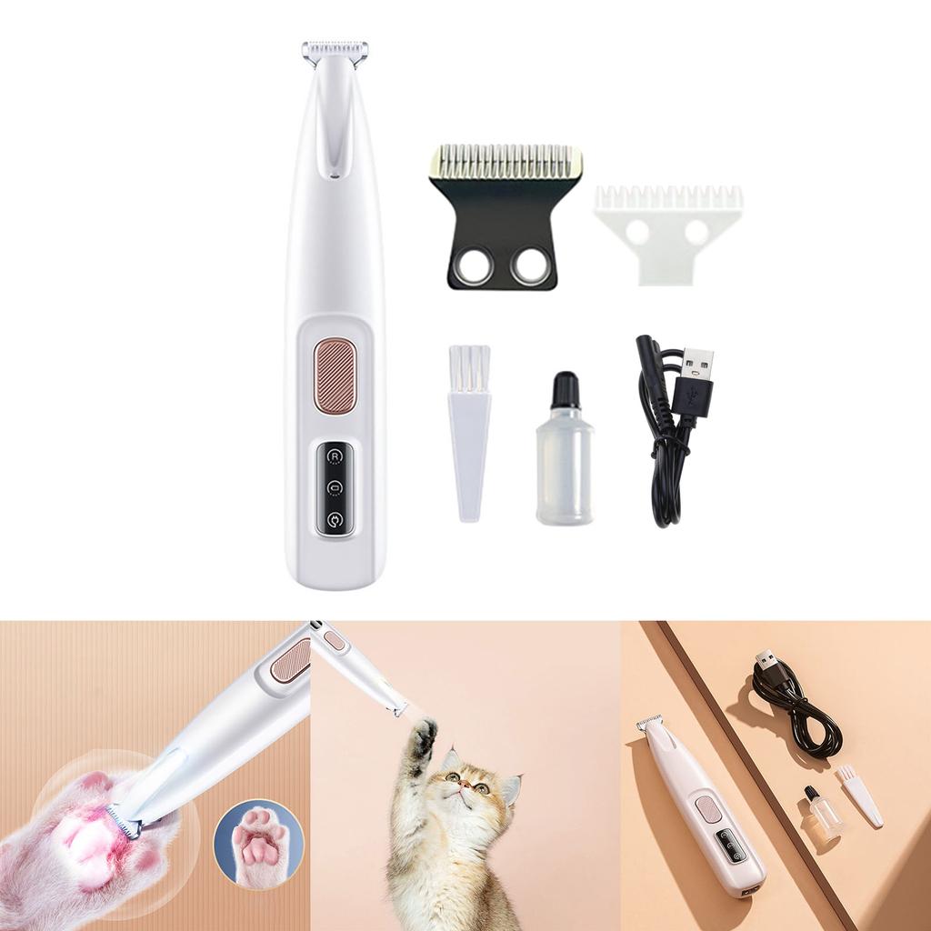 Cat Grooming Shaver with Light Low Noise USB Rechargeable Shaver Pet Hair Trimmers Set Suitable for Dogs Cats Long Hair