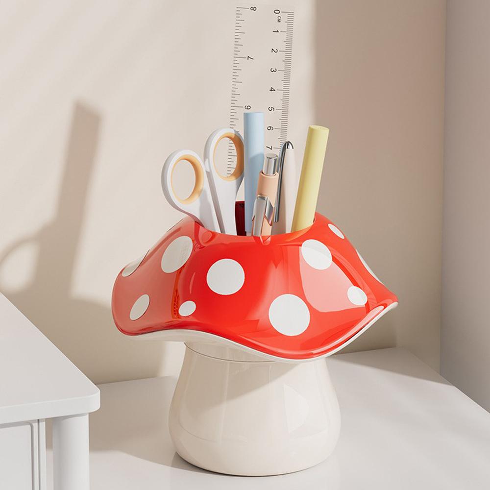 

Милый органайзер в виде гриба, многофункциональная декоративная коробка для хранения, подставка для кистей для макияжа, стакан для ручек, органайзер для канцелярских принадлежностей, настольные аксессуары