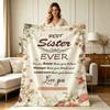 Soft Warm Flannel Blanket with Vintage Floral Sister Quote Print All Season Lightweight Cozy Throw Blanket for Sofa Couch Bedroom Living Room Office H