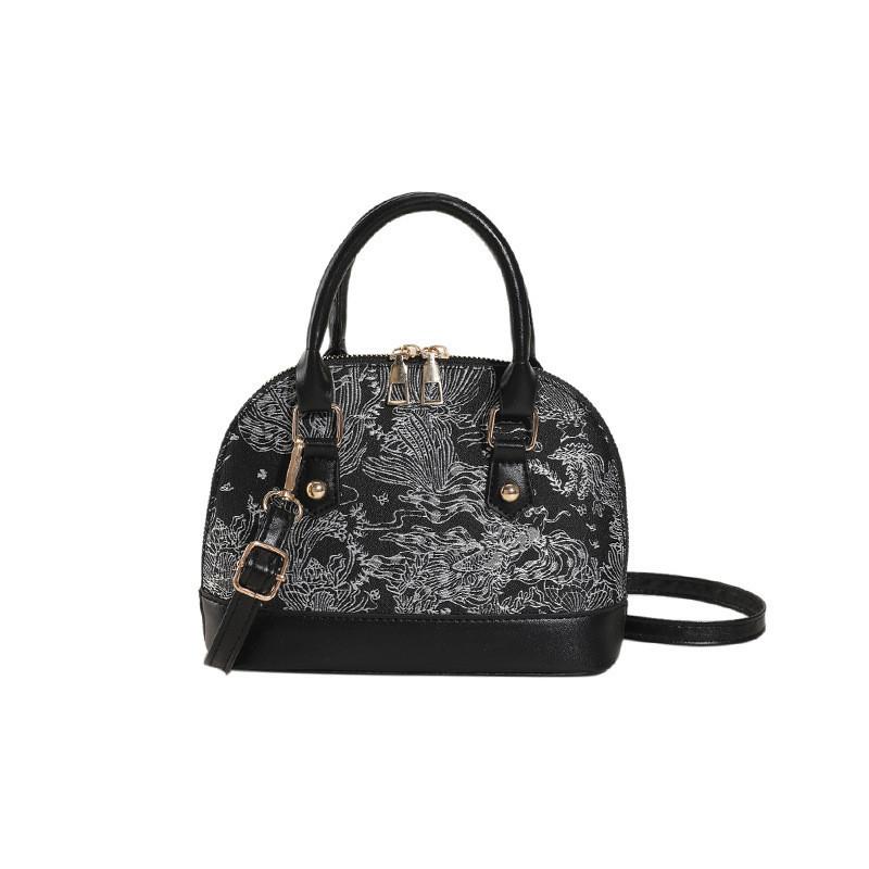Fashionable Floral Pattern Patchwork Single Shoulder Crossbody Bag 2023 Summer New Simple Shell Bag