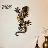 Artistic Wall Ornaments for Living Room Metal Gecko Lizard Decor, Colorful Painted Iron Art, Weather Resistant Decor Outdoor Farmhouse Hanging