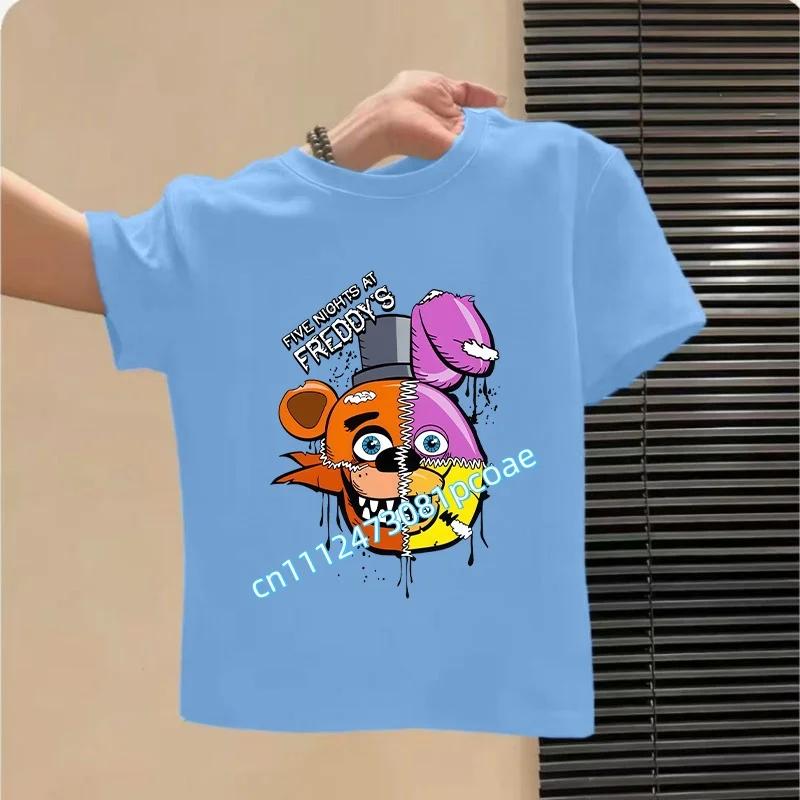 T-shirt FNAF Traspiranti Bambini Five Nights At Freddy Carino Top a Manica Corta Ragazzi Ragazze Moda Estiva T-shirt Abbigliamento Bambini