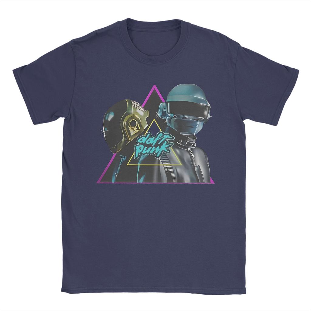 Mens TShirt Daft Punk Electronic Band Leisure 100 Cotton Tees Short Sleeve T Shirts Crewneck Tops Plus Size