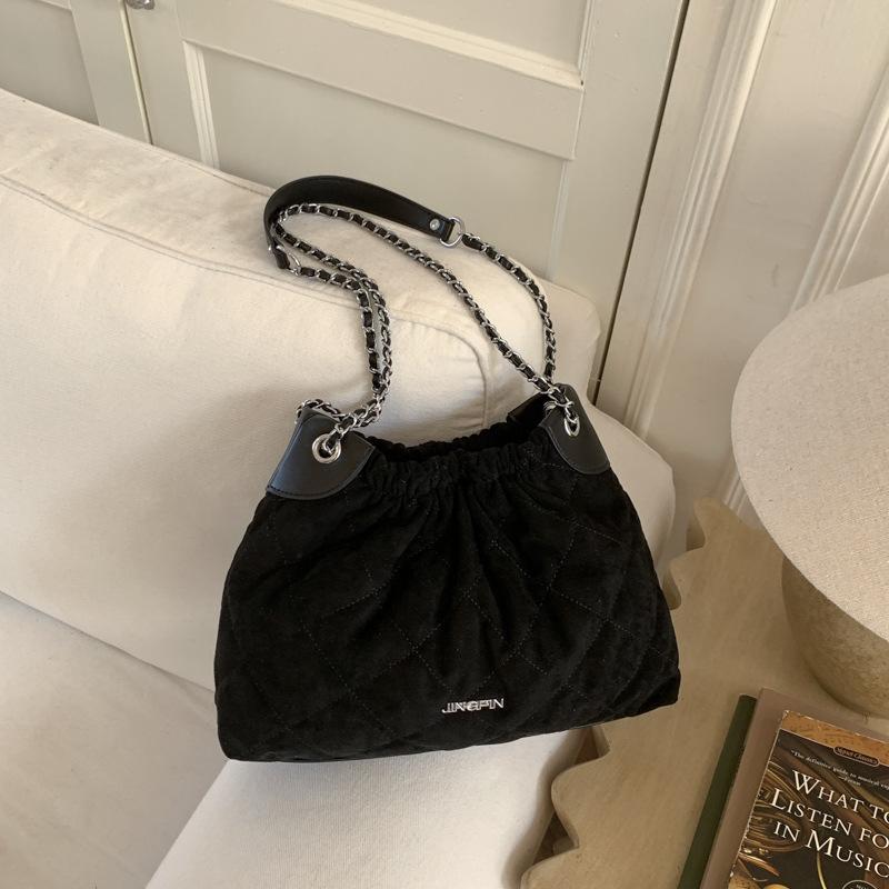 Модная женская одноплечевая сумка, вместительная ромбовидная сумка-тоут на цепочке, элегантная и простая сумка через плечо чёрный