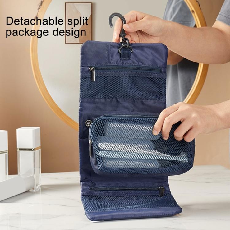 Space Saving Foldable Toiletry Bag with Clasp Waterproof Oxford Cloth Makeup Organizer Large Hanging Cosmetic Holder