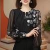 Women's Spring/Summer Long-Sleeve Lightweight Blouse Elegant and Youthful Plus Size Top