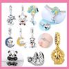 Copper Balloon Lion Elephant Panda Kitten Coffee Cup Charms Beads Pendant For Original Bracelet Woman Girl Jewelry