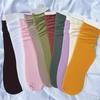 Women Colorful Loose No Pilling Socks Knitting Rib Ice Thin Spring Summer Female Socks High Tube Streetwear College Style Sock