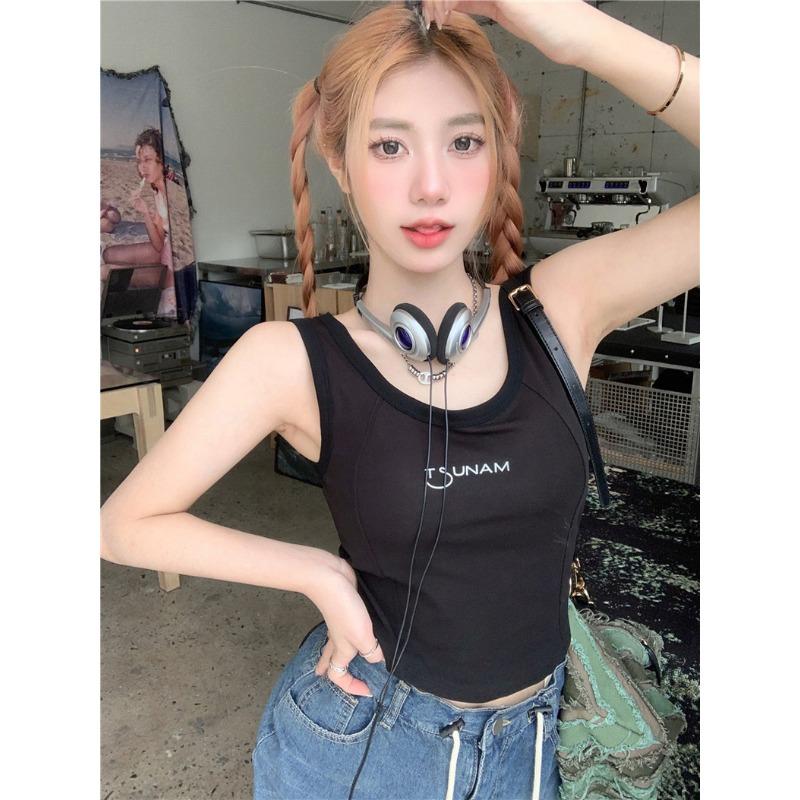 Baumwolle Neues Fischgräten-Camisole Damen mit Brustpolstern Reine Begierde Hottie Sexy Basic Ärmelloses Top