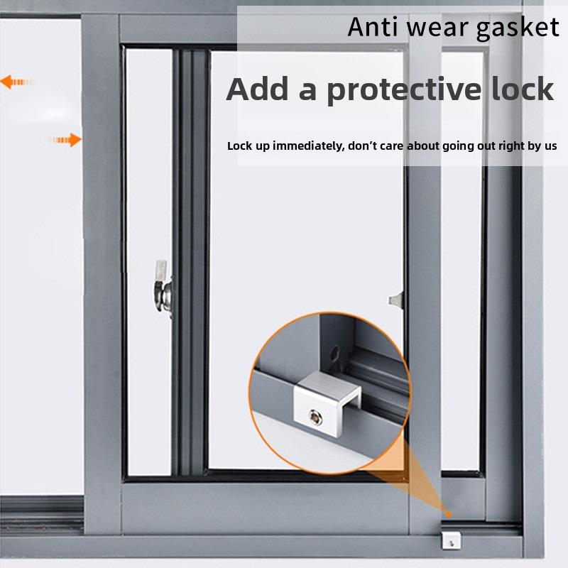 1pc Window Locks for Vertical and Horizontal Windows, Adjustable Aluminum Window Stoppers, No-Drill Install