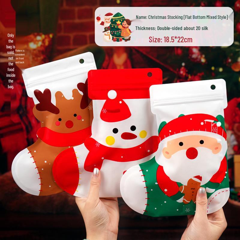 Festive Red Sock Candy Gift Bags: Christmas Self-Sealing Holiday Decoration