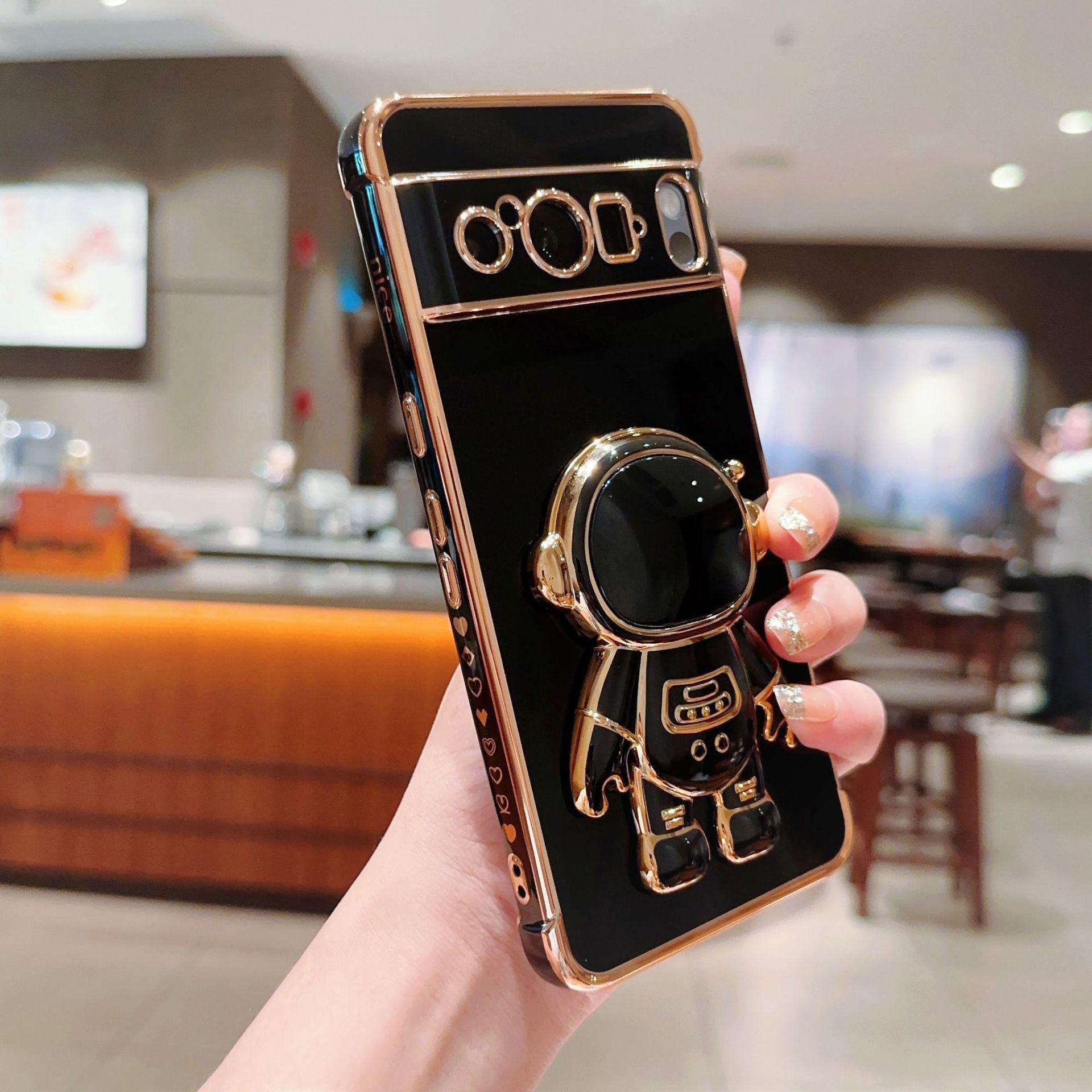 

Trendy Electroplating Graffiti Edge Soft TPU Case For Google 10 9 Pro XL Desktop Astronaut Foldable Bracket Protect Cover Google Pixel 8a