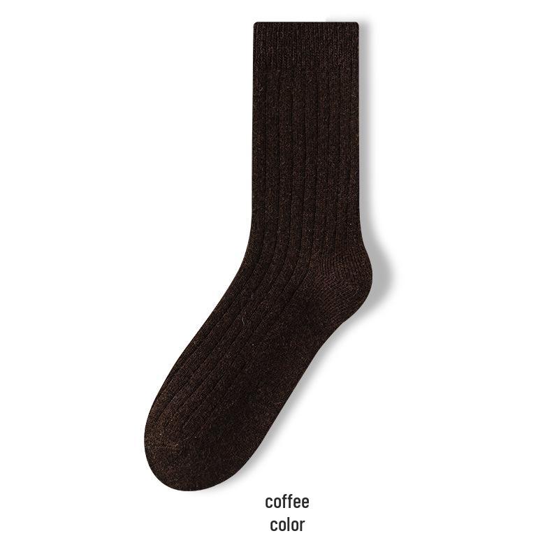 Herren Herbst Winter Wolle Mid-Calf Socken - Warm, Bequem, Nicht eng, Einfarbig Lässig.