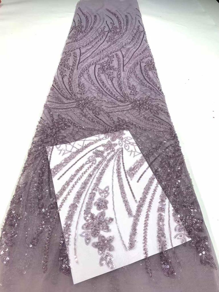 Luxury African Sequins Beaded Lace Fabric 2025 High Quality Lace 5 Yards Pink French Lace Fabric Nigerian Net Lace Fabrics Party