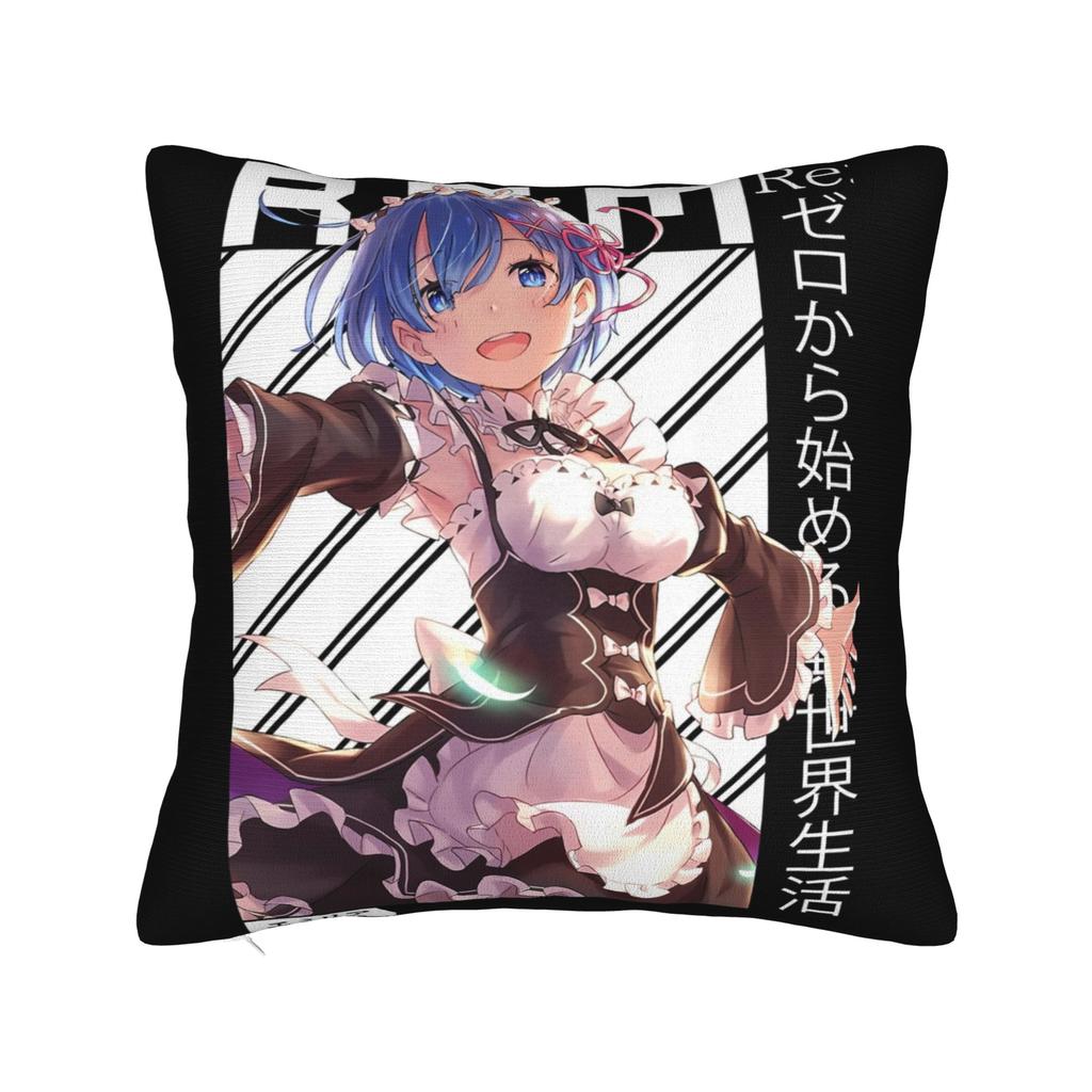 Re Zero Rezero Rem Pillowcase Soft Polyester Cushion Cover Decor Anime Manga Throw Pillow Case Cover Home Square 40*40cm